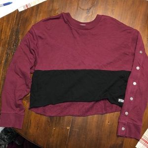 PINK Maroon and Black Long Sleeve S Top